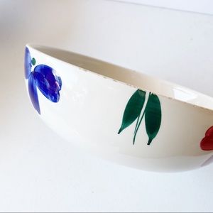 Furio JewFlora Italian Blue Pink Flower Pasta Bowl